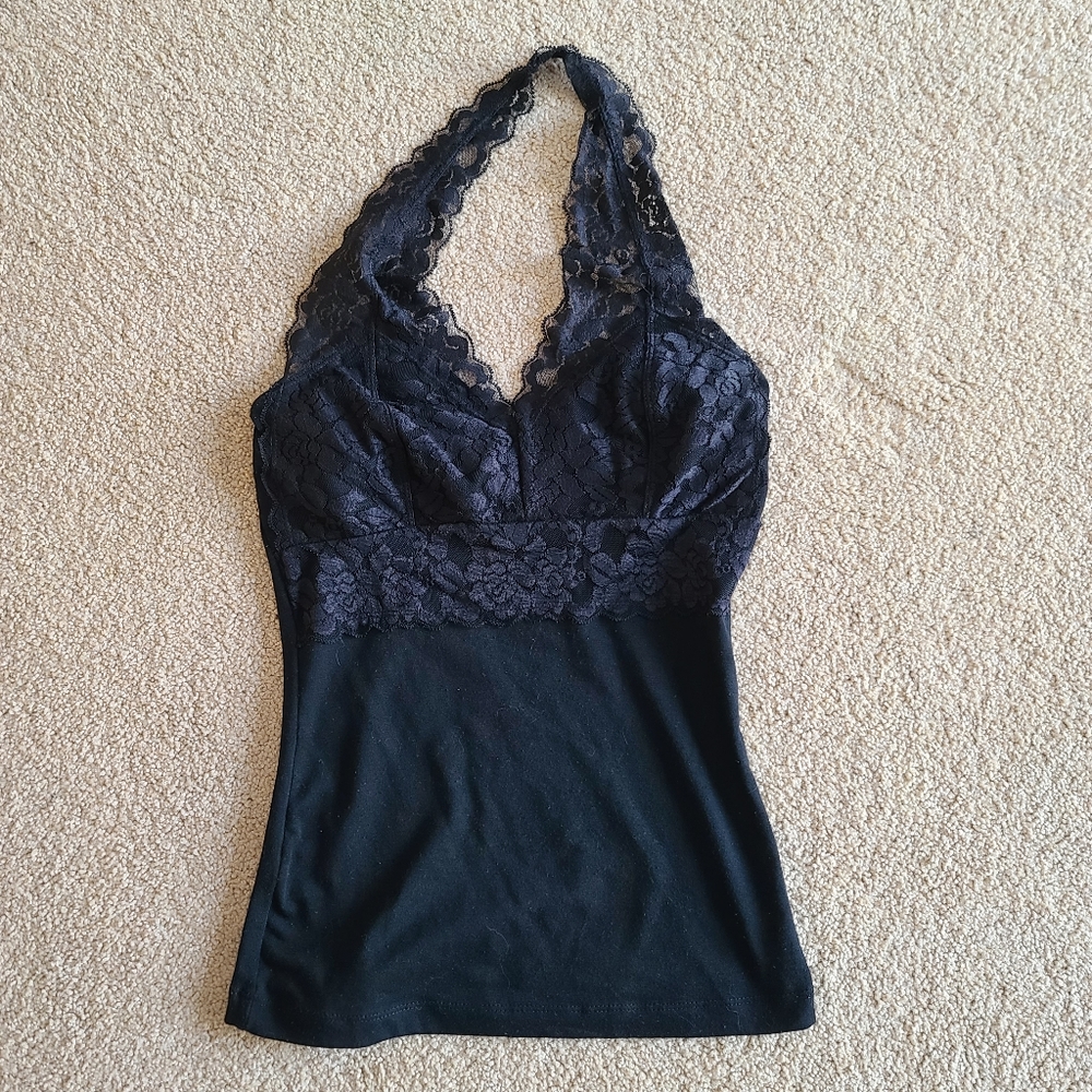 Cute black lace halter top